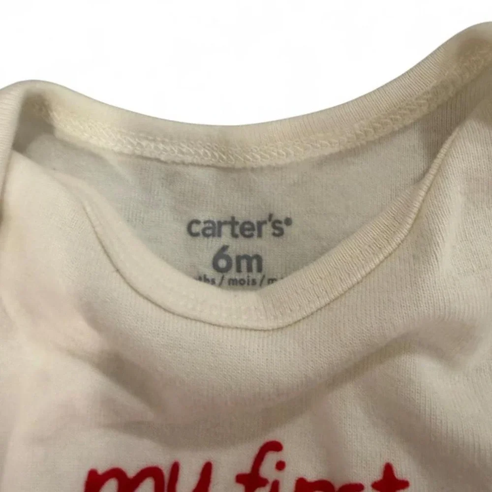 Carters My First Valentines Day Bodysuit and Heart Stripe Pants Set 6M Red Cream